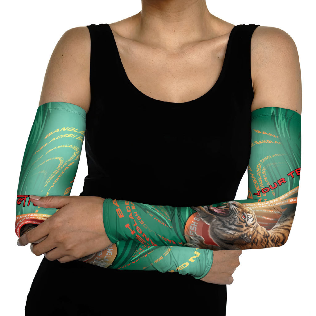 Personalized Bangladesh Arm Sleeves Royal Bengal Tiger Spiral Pattern