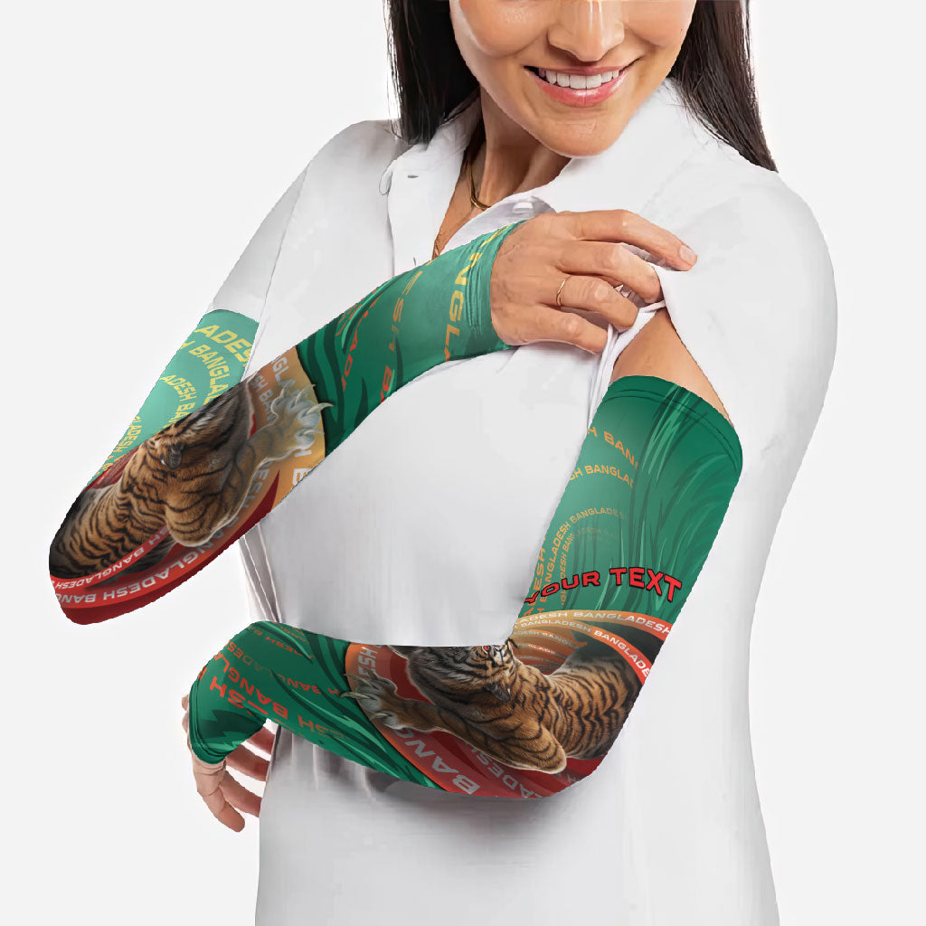 Personalized Bangladesh Arm Sleeves Royal Bengal Tiger Spiral Pattern