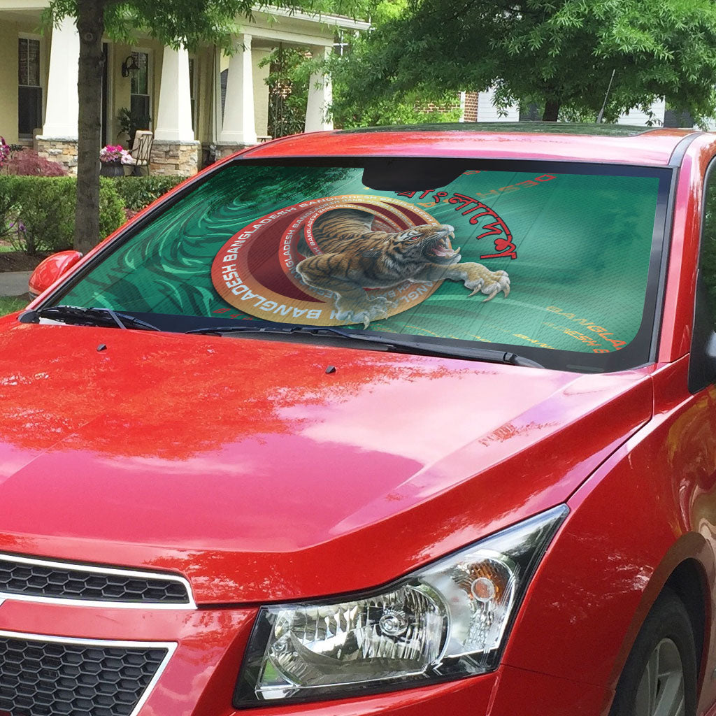 Bangladesh Auto Sun Shade Royal Bengal Tiger Spiral Pattern