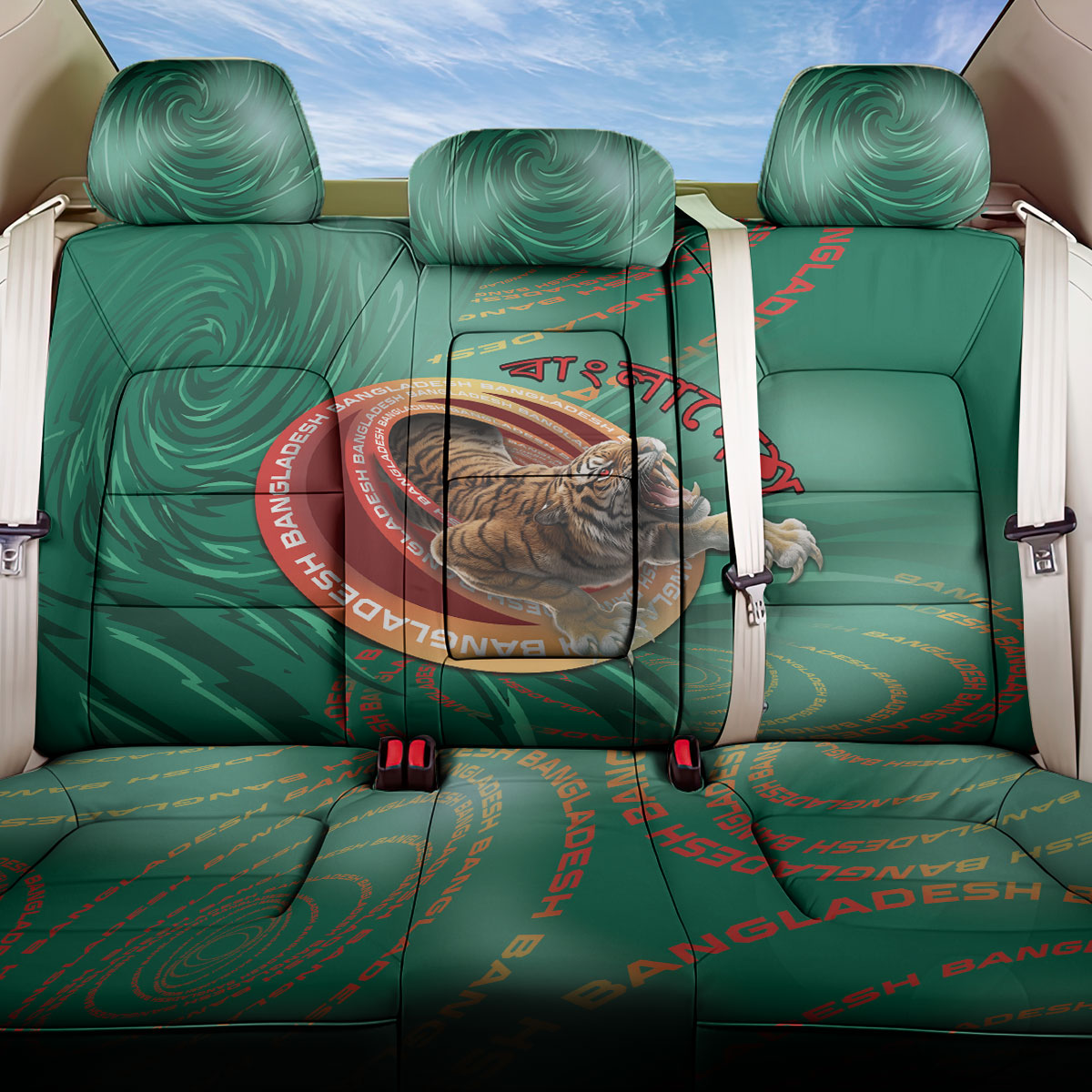 Bangladesh Back Car Seat Cover Royal Bengal Tiger Spiral Pattern