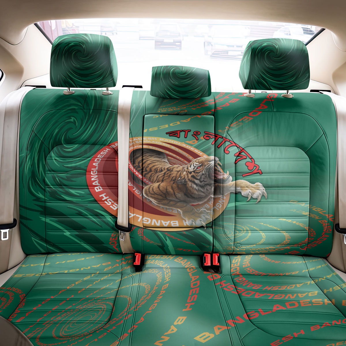Bangladesh Back Car Seat Cover Royal Bengal Tiger Spiral Pattern