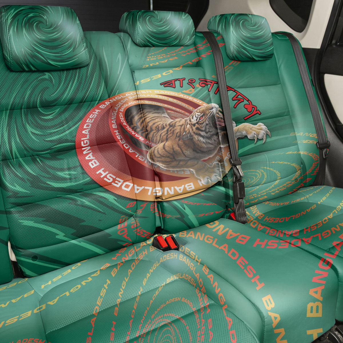 Bangladesh Back Car Seat Cover Royal Bengal Tiger Spiral Pattern