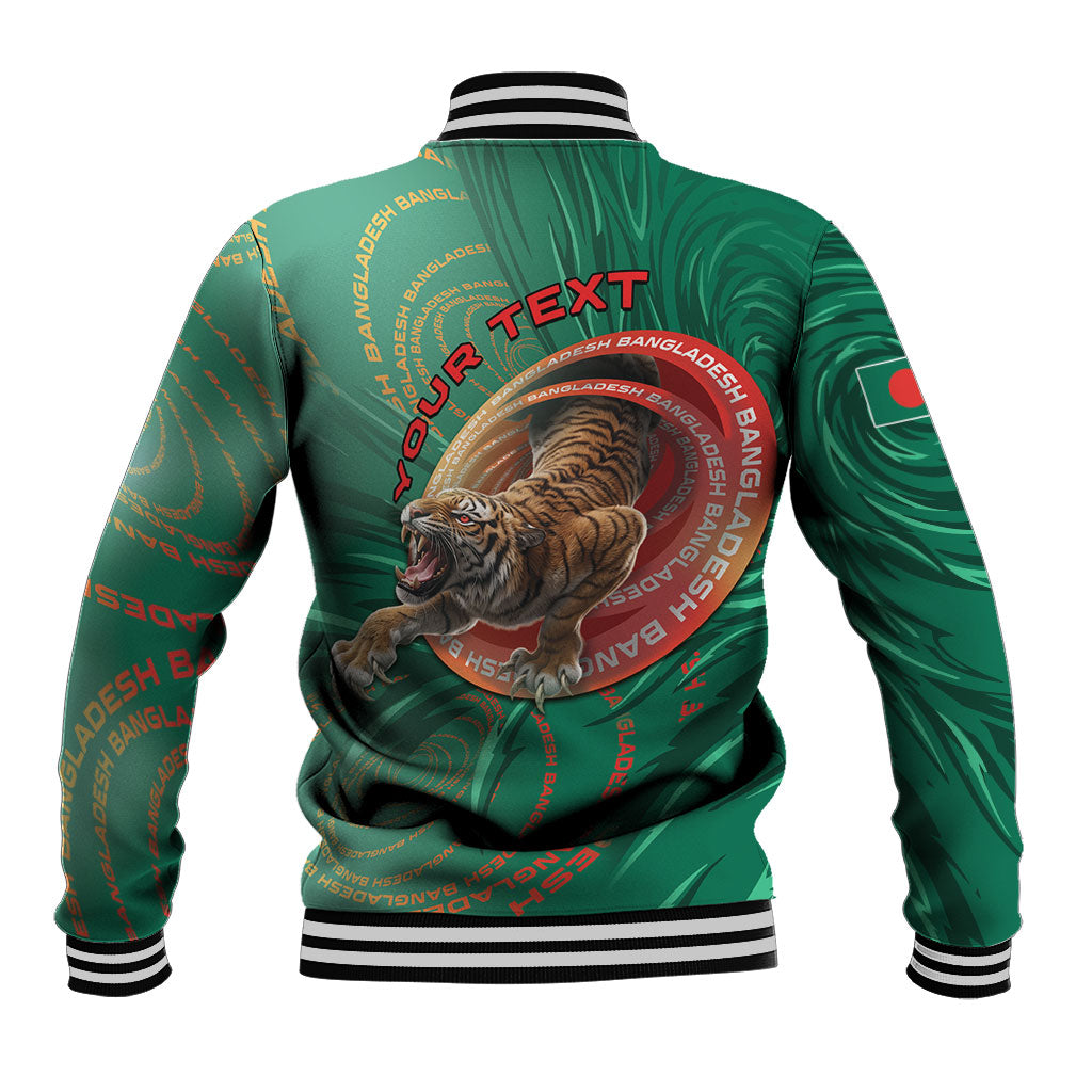 Personalized Bangladesh Baseball Jacket Royal Bengal Tiger Spiral Pattern