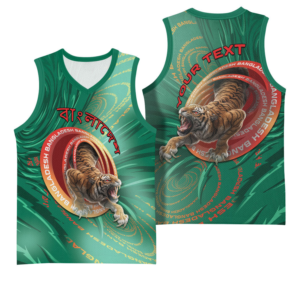 Personalized Bangladesh Basketball Jersey Royal Bengal Tiger Spiral Pattern