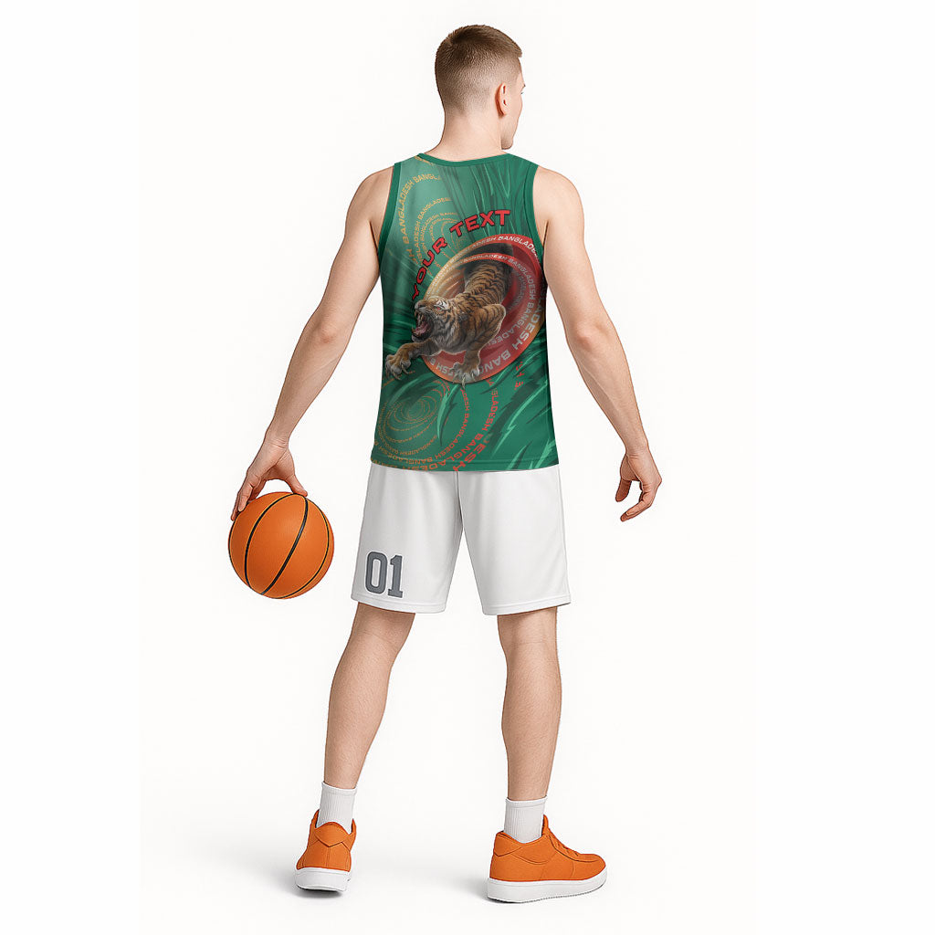 Personalized Bangladesh Basketball Jersey Royal Bengal Tiger Spiral Pattern