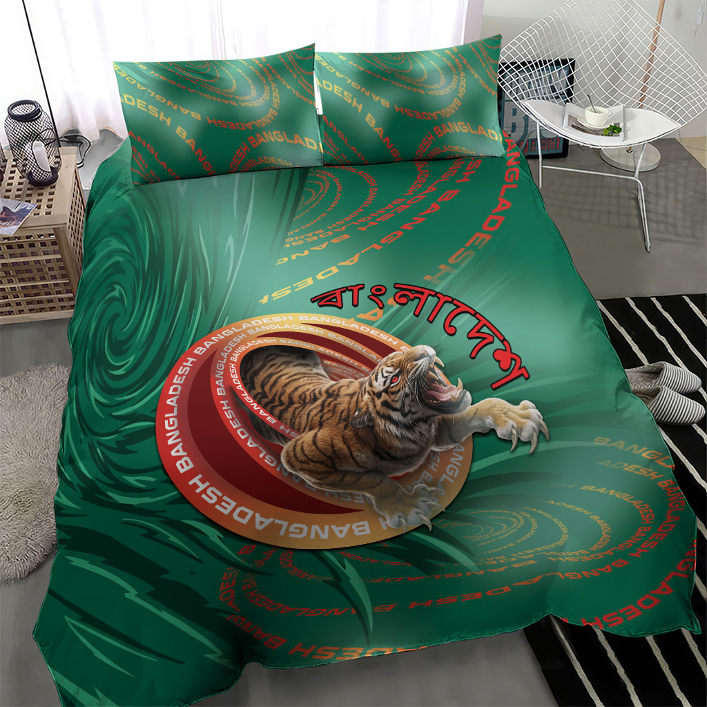 Bangladesh Bedding Set Royal Bengal Tiger Spiral Pattern