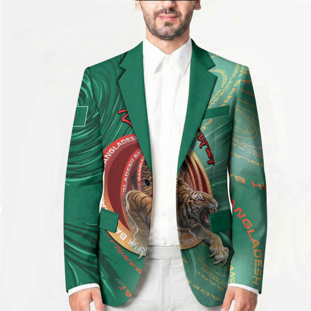 Personalized Bangladesh Blazer Royal Bengal Tiger Spiral Pattern