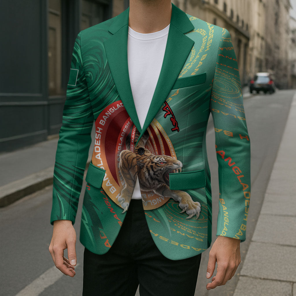 Personalized Bangladesh Blazer Royal Bengal Tiger Spiral Pattern