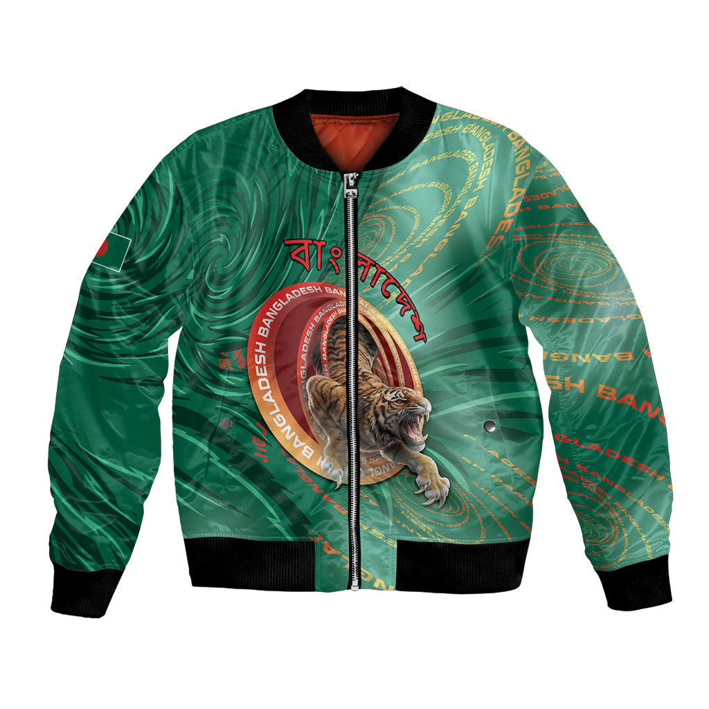 Personalized Bangladesh Bomber Jacket Royal Bengal Tiger Spiral Pattern