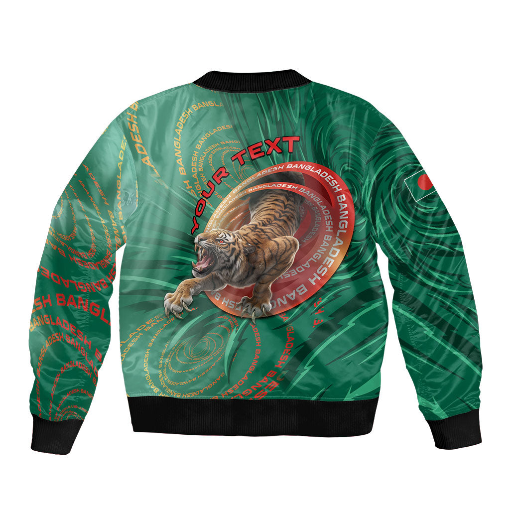 Personalized Bangladesh Bomber Jacket Royal Bengal Tiger Spiral Pattern
