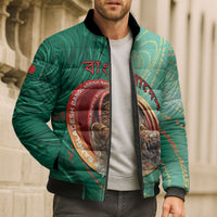 Personalized Bangladesh Bomber Puffer Jacket Royal Bengal Tiger Spiral Pattern