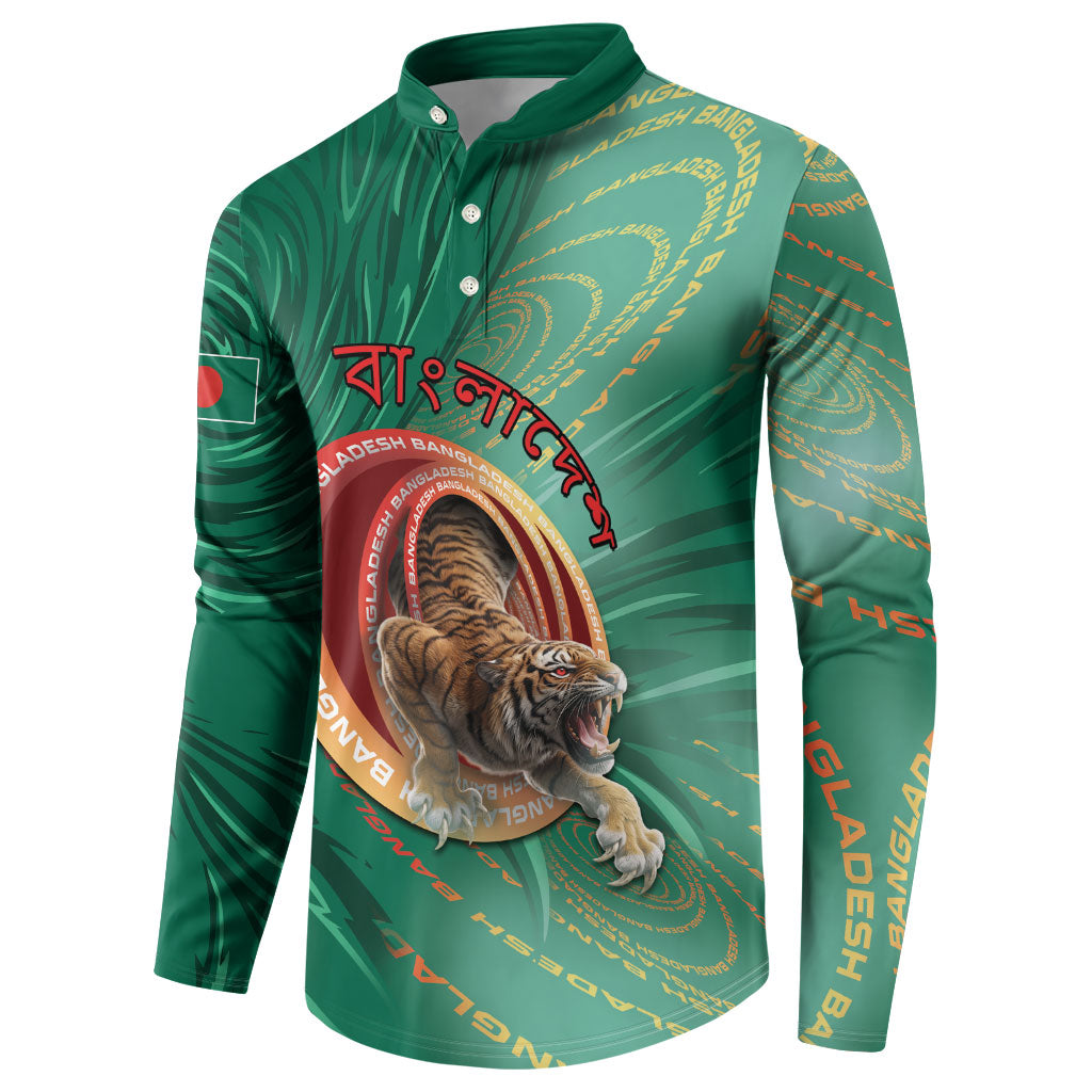 Personalized Bangladesh Button Sweatshirt Royal Bengal Tiger Spiral Pattern