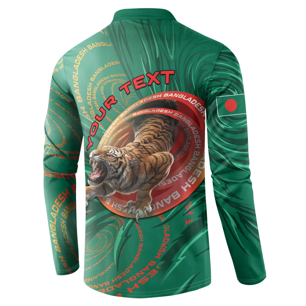 Personalized Bangladesh Button Sweatshirt Royal Bengal Tiger Spiral Pattern