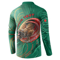 Personalized Bangladesh Button Sweatshirt Royal Bengal Tiger Spiral Pattern
