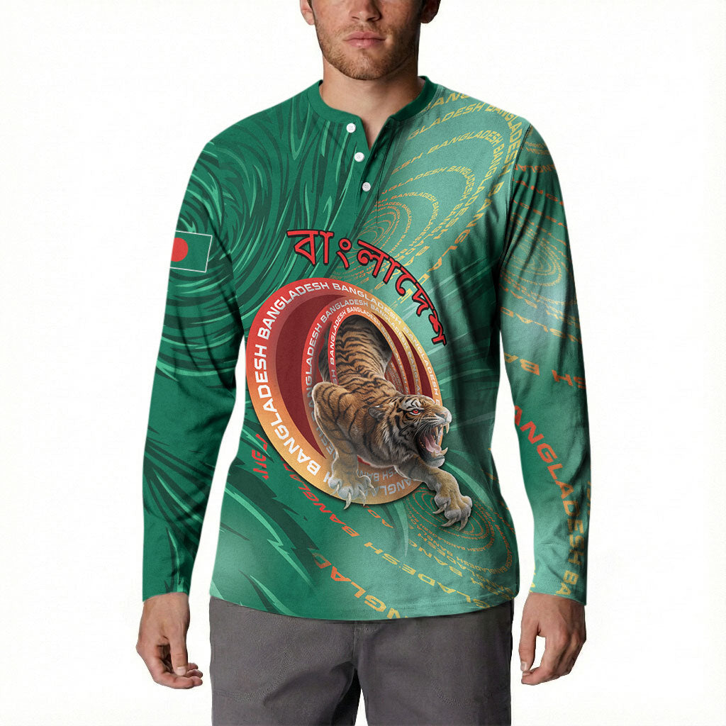 Personalized Bangladesh Button Sweatshirt Royal Bengal Tiger Spiral Pattern