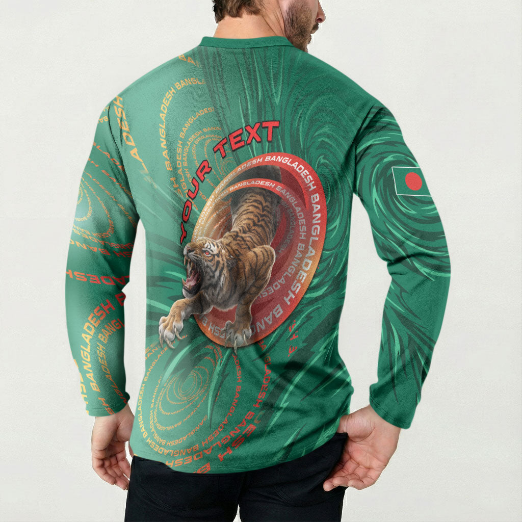 Personalized Bangladesh Button Sweatshirt Royal Bengal Tiger Spiral Pattern