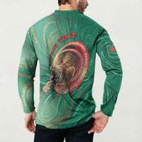 Personalized Bangladesh Button Sweatshirt Royal Bengal Tiger Spiral Pattern