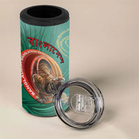 Personalized Bangladesh 4 in 1 Can Cooler Tumbler Royal Bengal Tiger Spiral Pattern