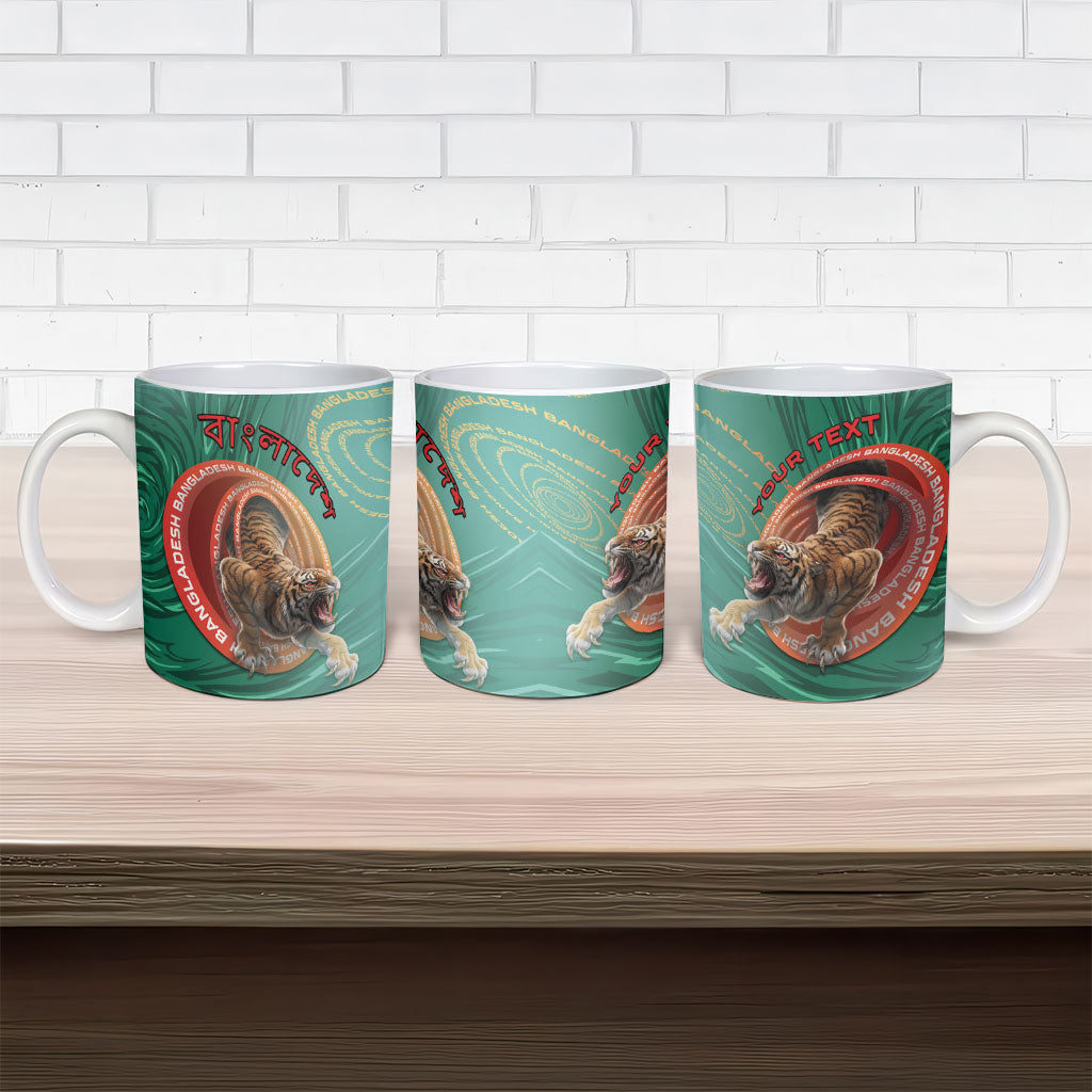 Personalized Bangladesh Ceramic Mug Royal Bengal Tiger Spiral Pattern