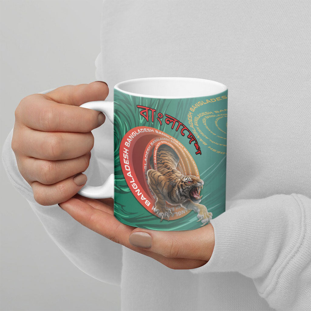 Personalized Bangladesh Ceramic Mug Royal Bengal Tiger Spiral Pattern