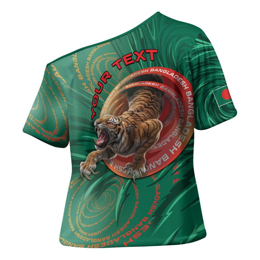 Personalized Bangladesh Cross Shoulder Shirt Royal Bengal Tiger Spiral Pattern