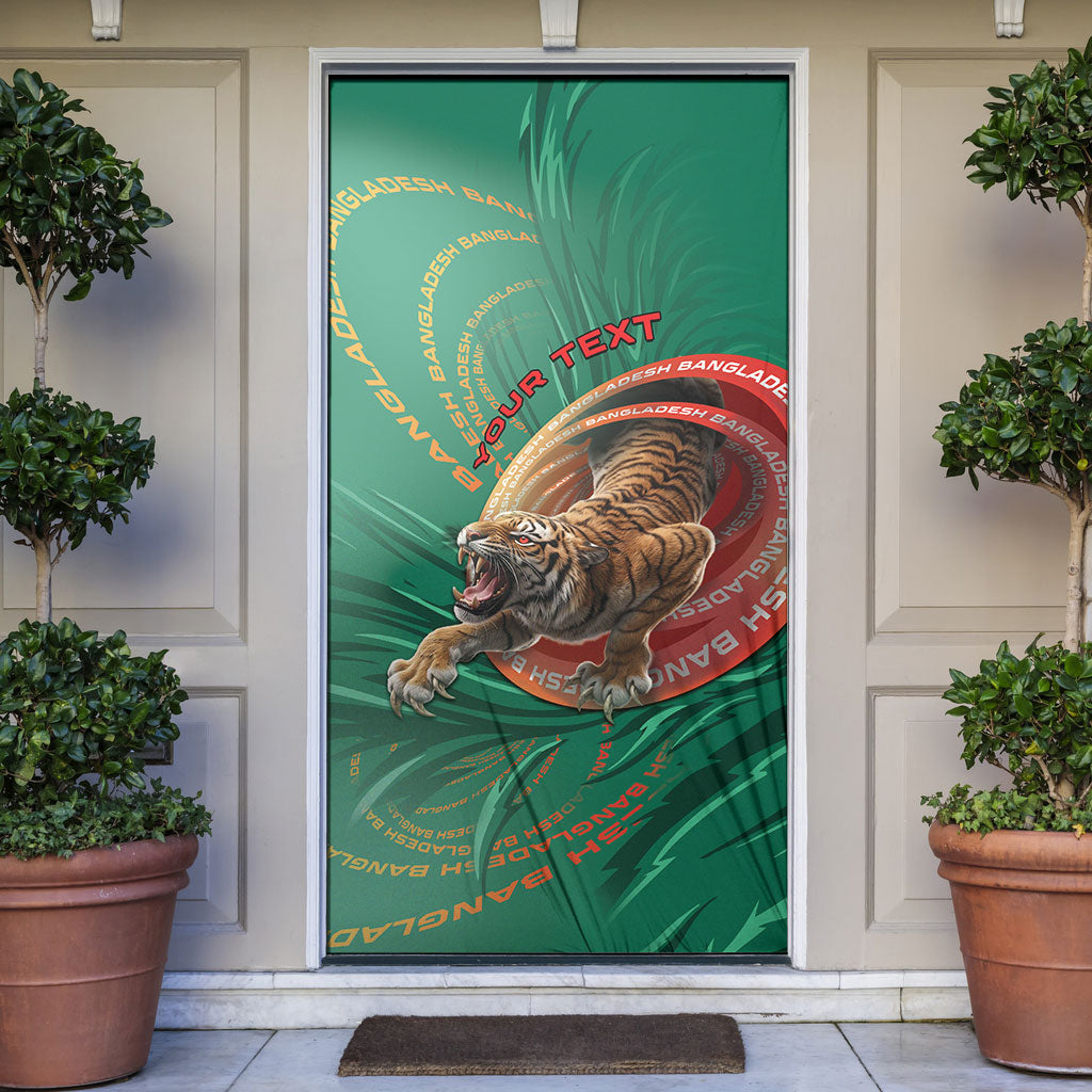 Personalized Bangladesh Door Cover Royal Bengal Tiger Spiral Pattern