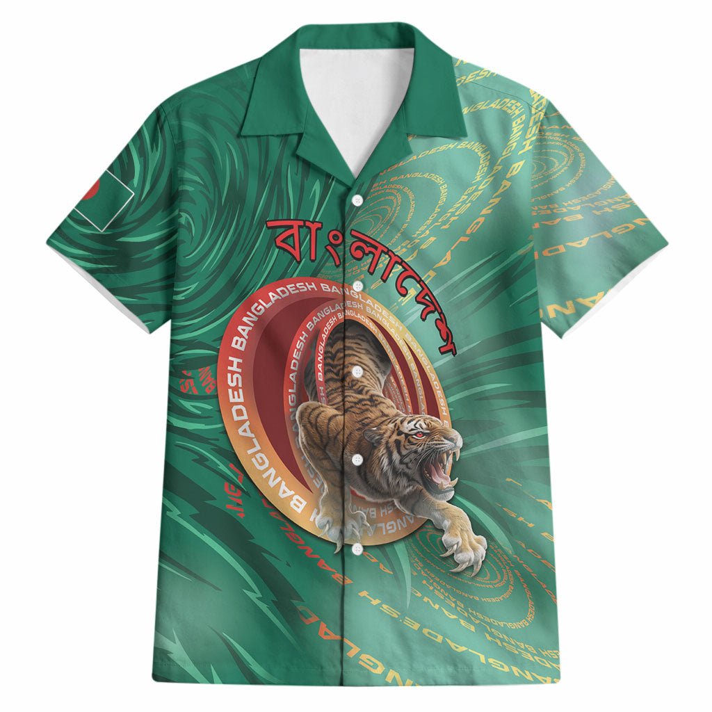 Personalized Bangladesh Hawaiian Shirt Royal Bengal Tiger Spiral Pattern