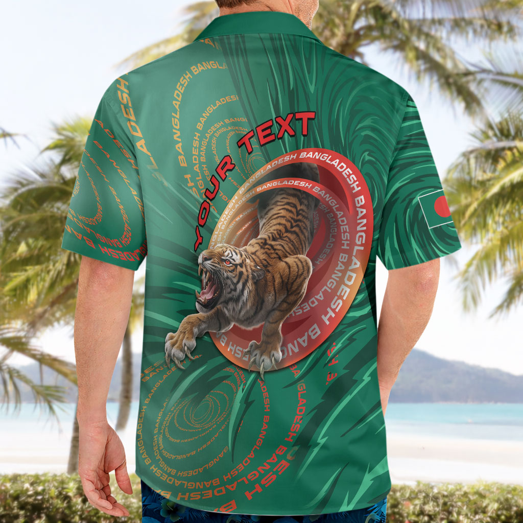 Personalized Bangladesh Hawaiian Shirt Royal Bengal Tiger Spiral Pattern