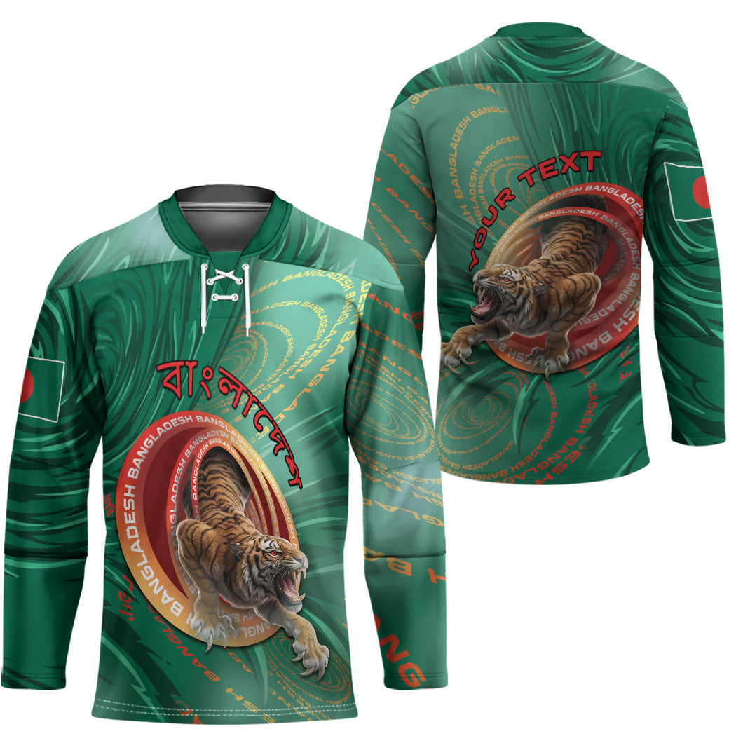Personalized Bangladesh Hockey Jersey Royal Bengal Tiger Spiral Pattern