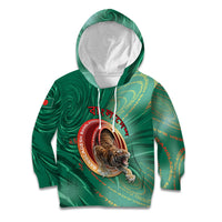 Personalized Bangladesh Kid Hoodie Royal Bengal Tiger Spiral Pattern