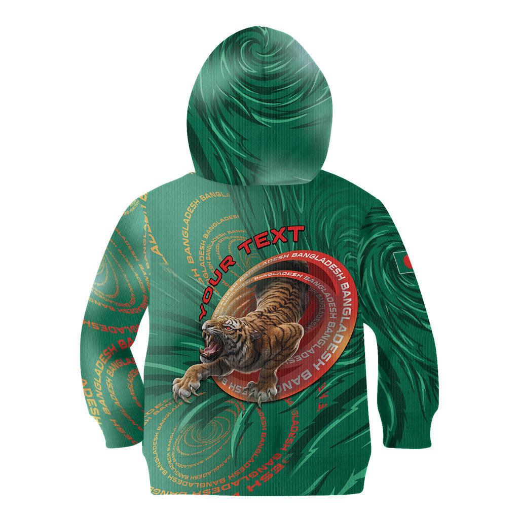 Personalized Bangladesh Kid Hoodie Royal Bengal Tiger Spiral Pattern