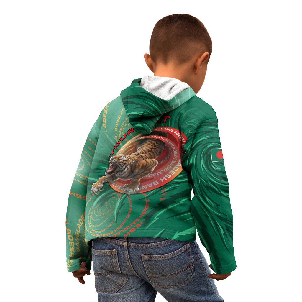 Personalized Bangladesh Kid Hoodie Royal Bengal Tiger Spiral Pattern