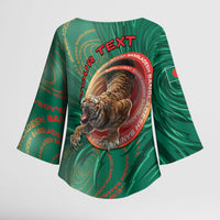 Personalized Bangladesh Kimono Sleeve Blouse Royal Bengal Tiger Spiral Pattern