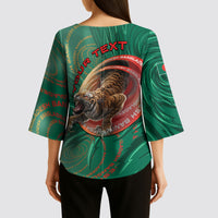 Personalized Bangladesh Kimono Sleeve Blouse Royal Bengal Tiger Spiral Pattern