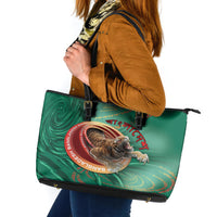 Bangladesh Leather Tote Bag Royal Bengal Tiger Spiral Pattern