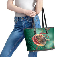 Bangladesh Leather Tote Bag Royal Bengal Tiger Spiral Pattern