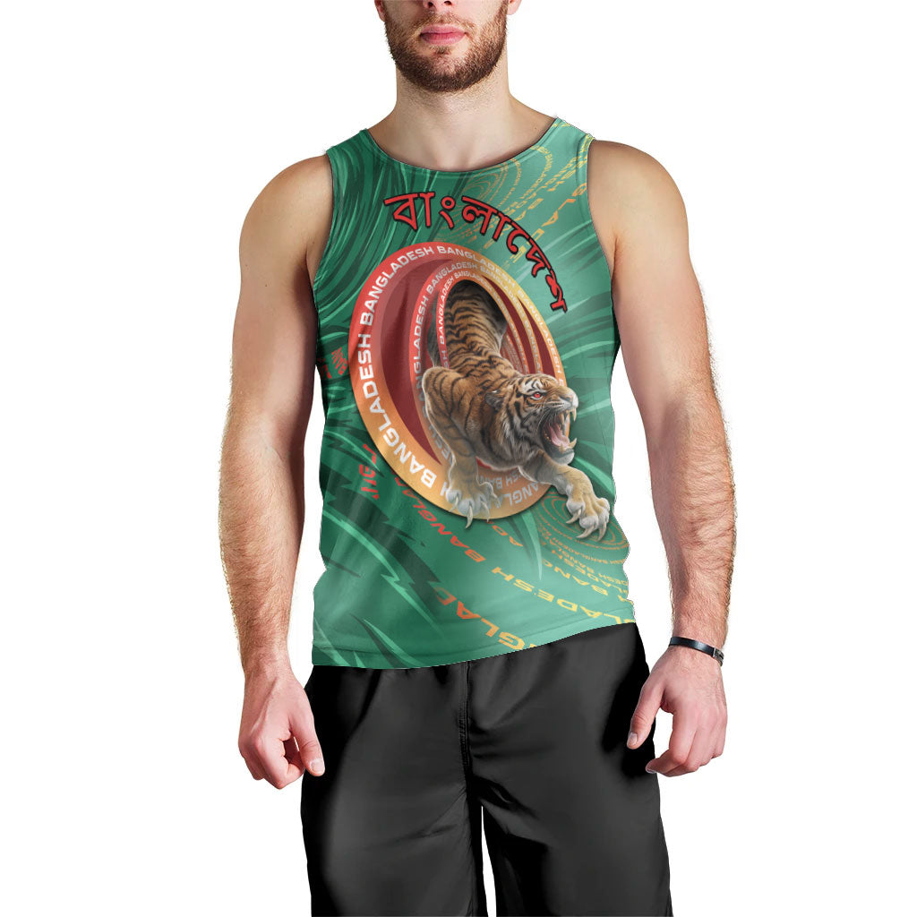 Personalized Bangladesh Men Tank Top Royal Bengal Tiger Spiral Pattern