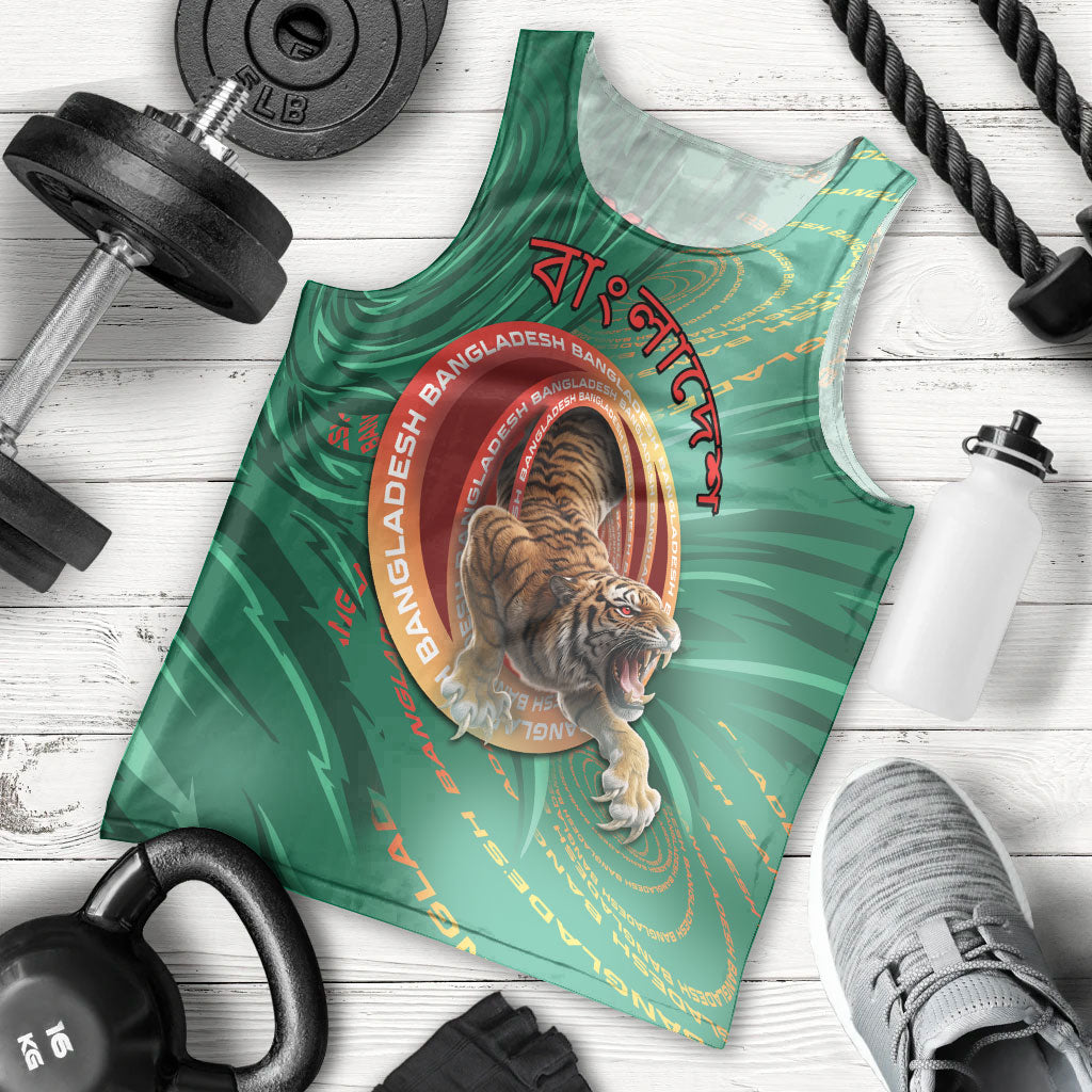 Personalized Bangladesh Men Tank Top Royal Bengal Tiger Spiral Pattern