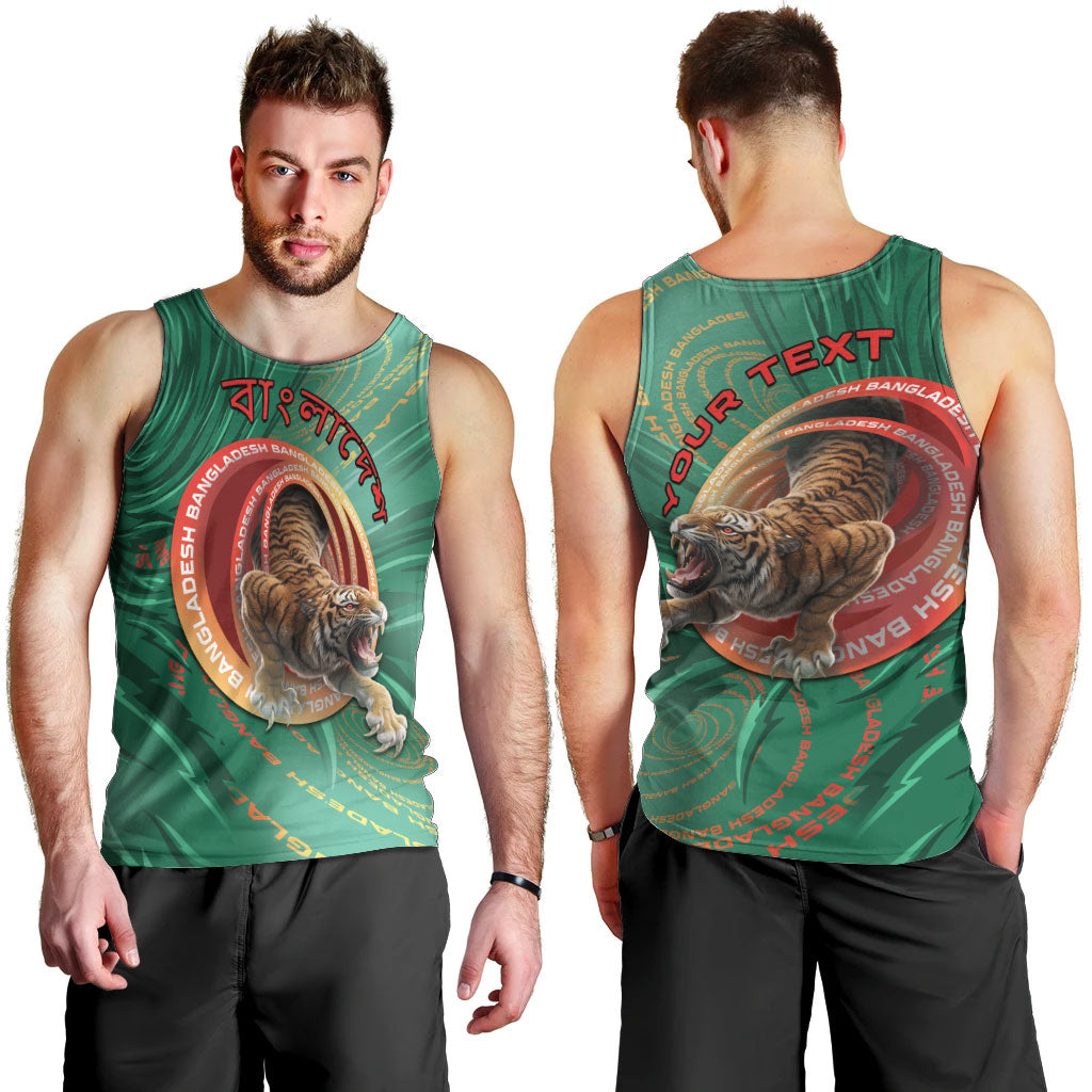 Personalized Bangladesh Men Tank Top Royal Bengal Tiger Spiral Pattern