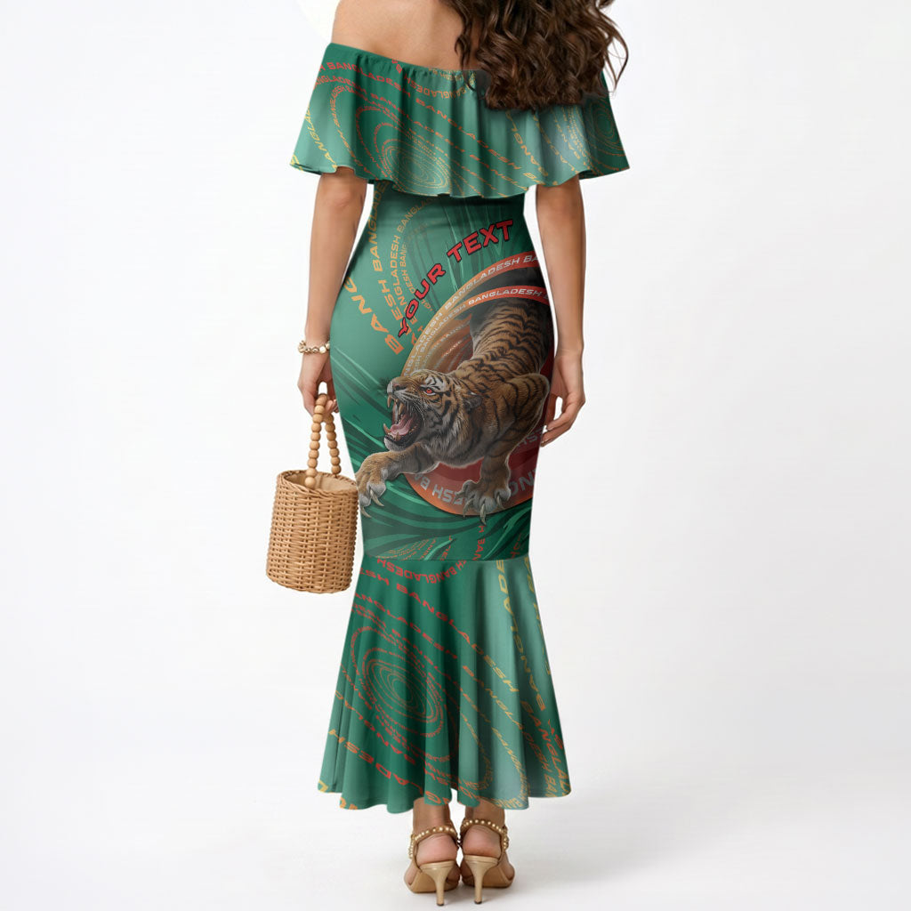 Personalized Bangladesh Mermaid Dress Royal Bengal Tiger Spiral Pattern