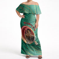 Personalized Bangladesh Off Shoulder Maxi Dress Royal Bengal Tiger Spiral Pattern