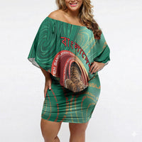 Personalized Bangladesh Off Shoulder Short Dress Royal Bengal Tiger Spiral Pattern