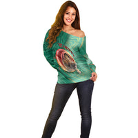 Personalized Bangladesh Off Shoulder Sweater Royal Bengal Tiger Spiral Pattern