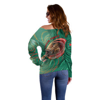 Personalized Bangladesh Off Shoulder Sweater Royal Bengal Tiger Spiral Pattern