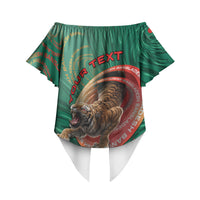 Personalized Bangladesh Off Shoulder Wrap Waist Top Royal Bengal Tiger Spiral Pattern