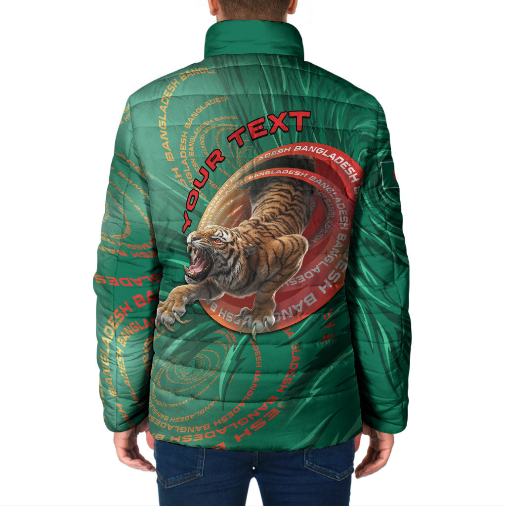 Personalized Bangladesh Padded Jacket Royal Bengal Tiger Spiral Pattern