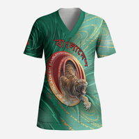 Personalized Bangladesh Scrub Top Royal Bengal Tiger Spiral Pattern