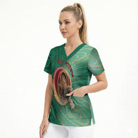 Personalized Bangladesh Scrub Top Royal Bengal Tiger Spiral Pattern