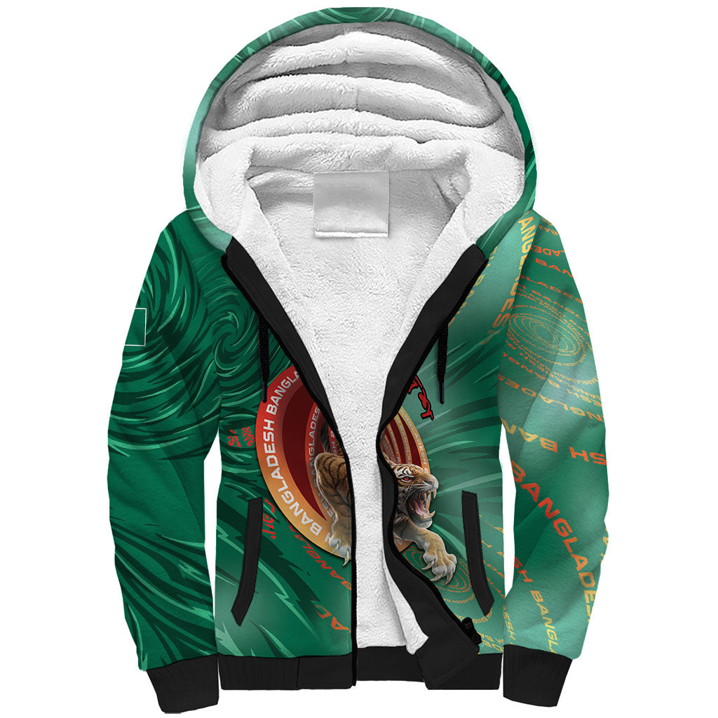 Personalized Bangladesh Sherpa Hoodie Royal Bengal Tiger Spiral Pattern
