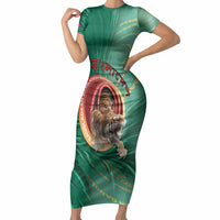 Personalized Bangladesh Short Sleeve Bodycon Dress Royal Bengal Tiger Spiral Pattern